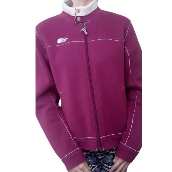 The North Face Sherpa Lined Full-Zip Fleece Jacket Purple/Burgundy Size M - Picture 2 of 4